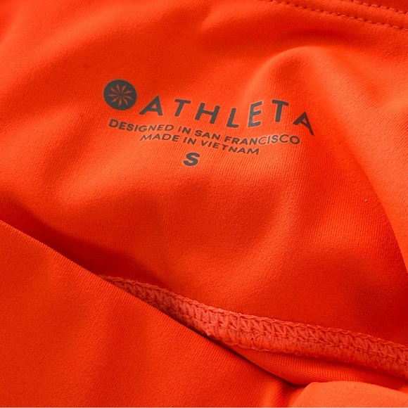 Athleta Laser-Cut High Rise Run Tight in Neon Coral | Compression Leggings Small - Picture 13 of 15